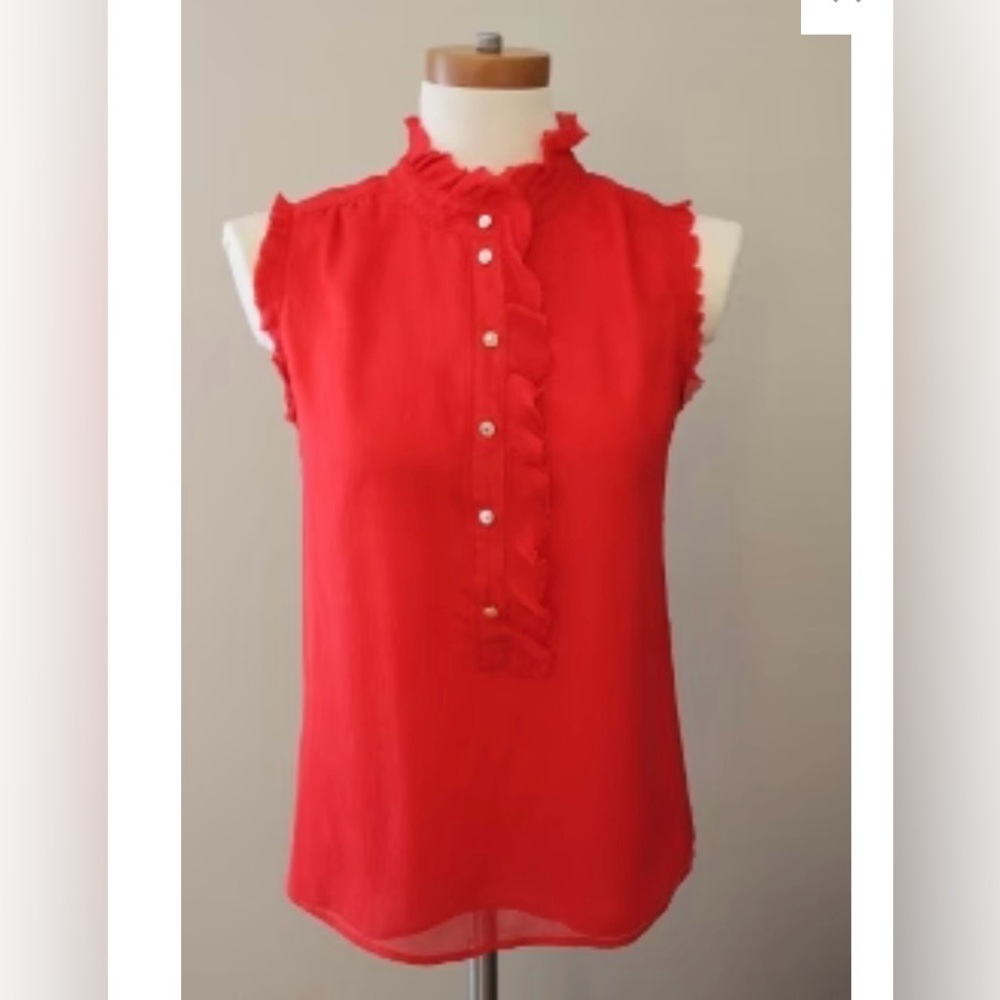 Jcrew 100% silk ruffle collar top, size 0